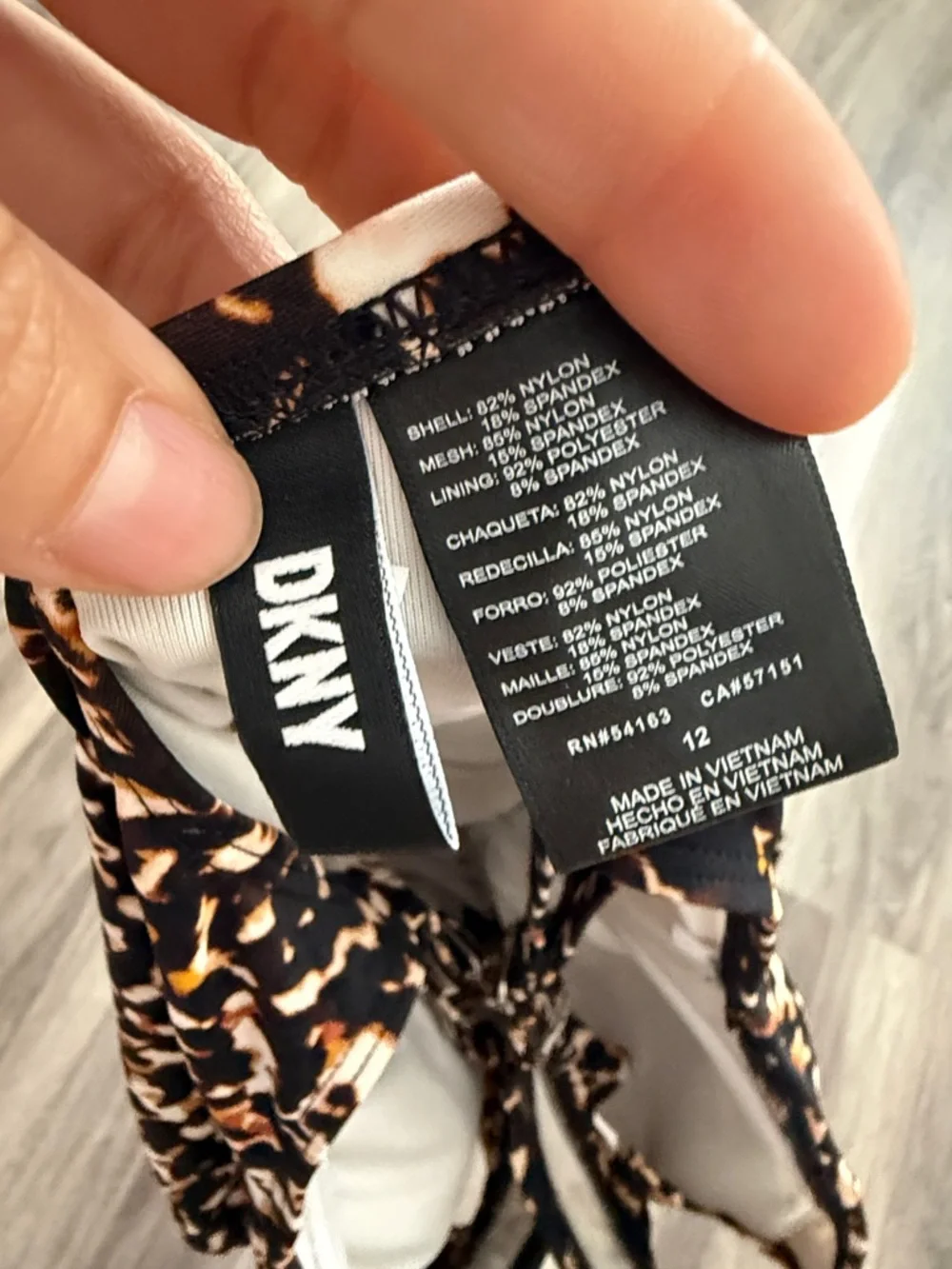 DKNY Black, Tan & White Leopard Print One-Piece Swimsuit 12 Classic - Picture 4 of 4